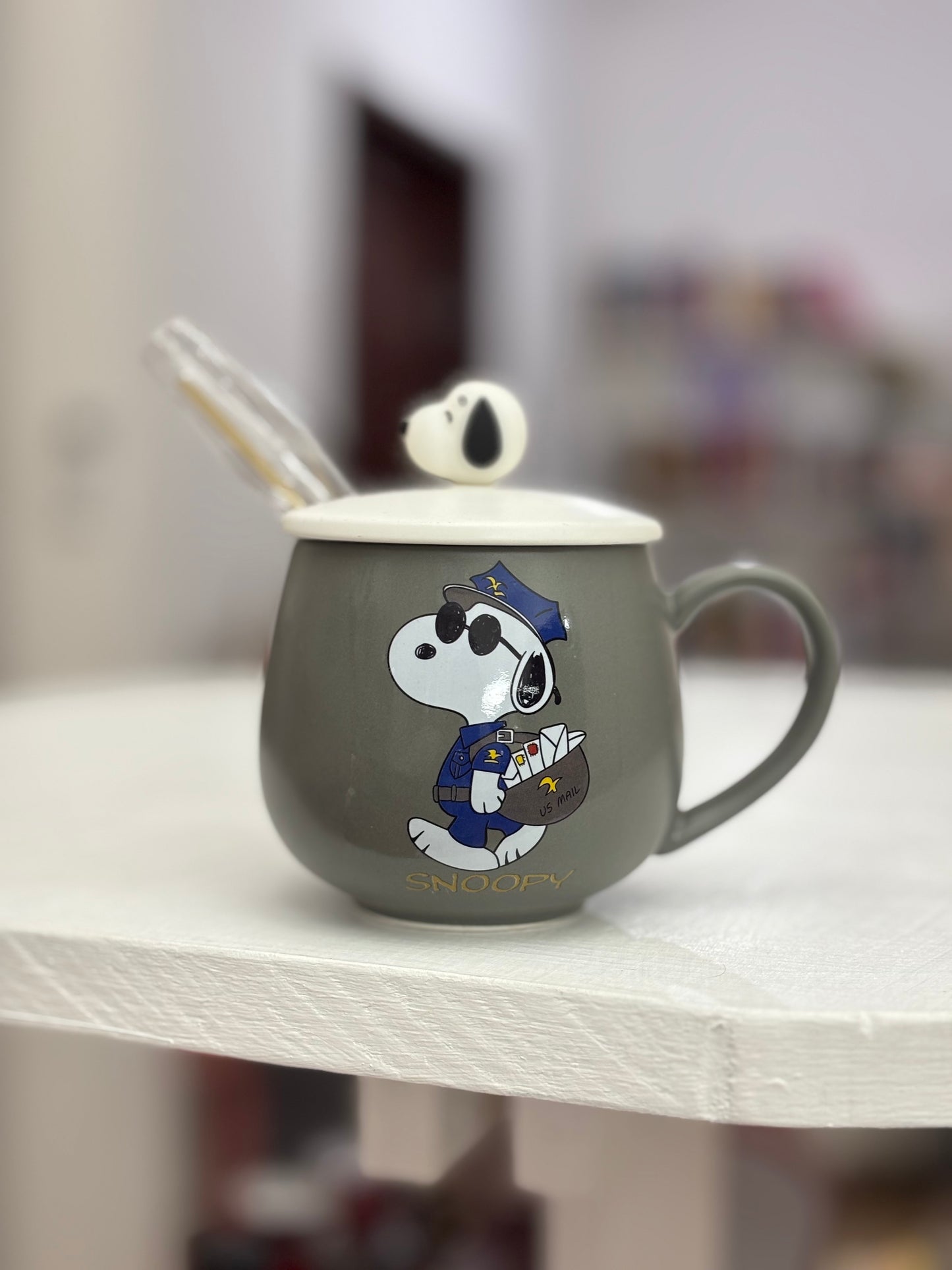 Taza Snoopy con tapadera y cuchara