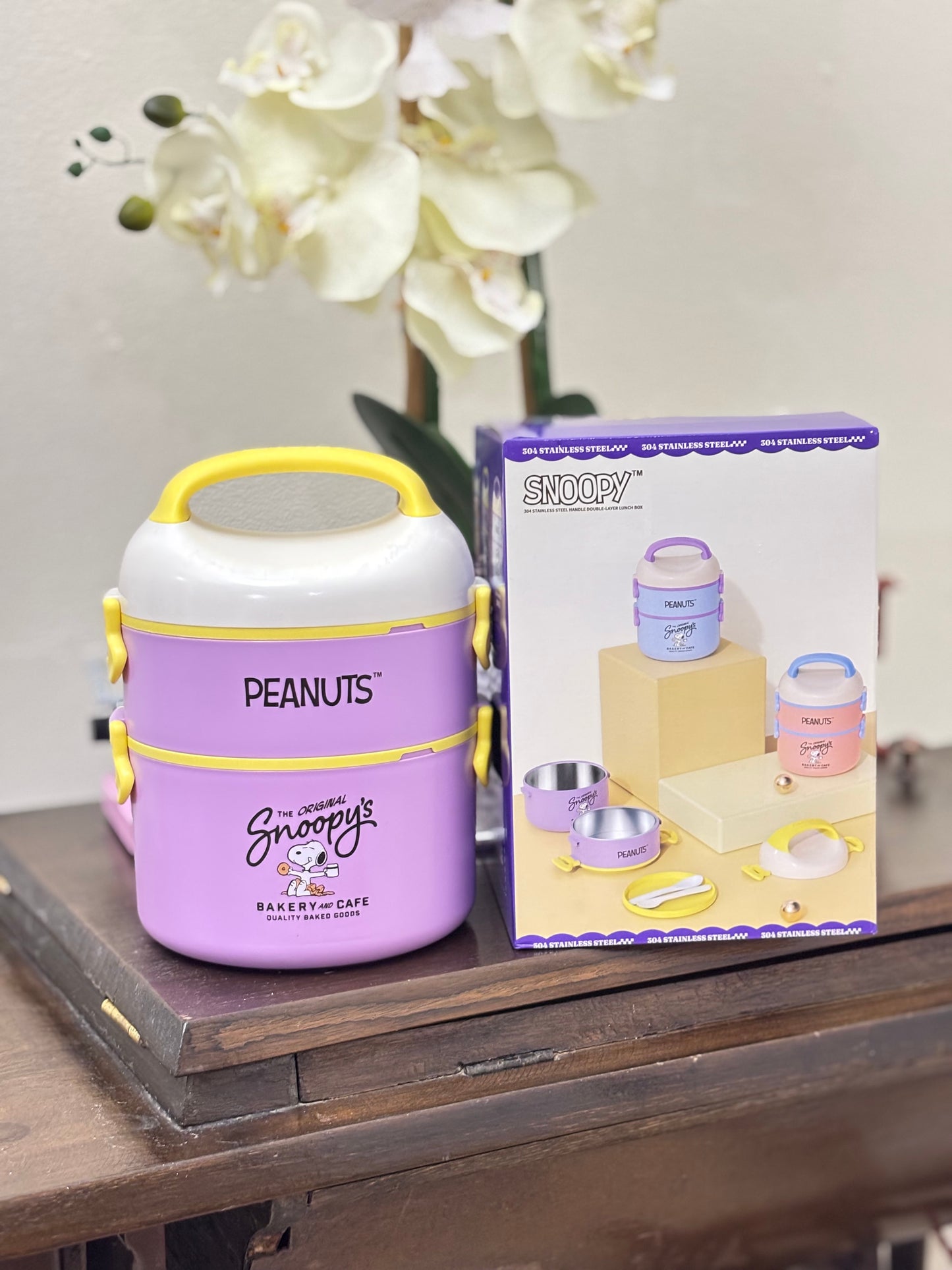 Contenedor Snoopy para comida, acero inoxidable