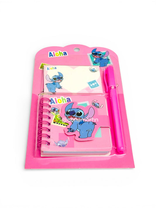 Libreta con bolígrafo y notas Stitch