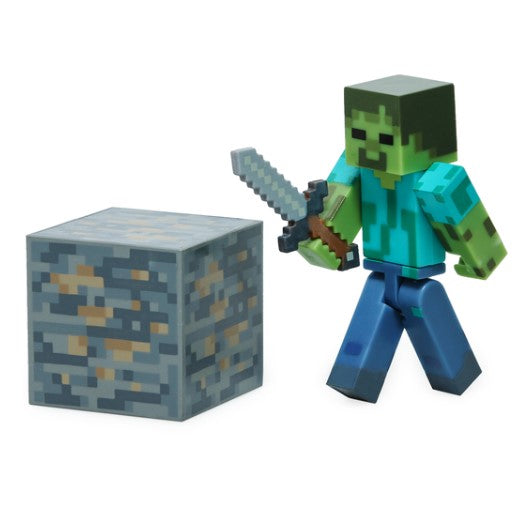 Figura zombie espada y bloque Minecraft